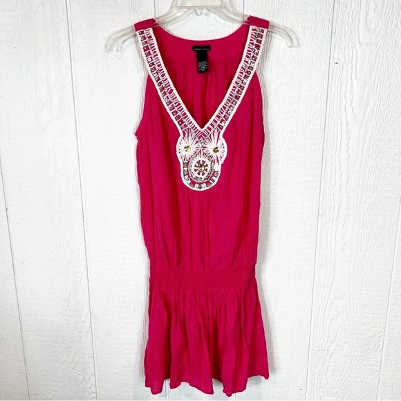 Moda International Pink and White Drop Waist Dress Medium - Picture 1 of 1